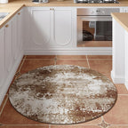 Brown Round Rug 4ft Washable Circle Area Rugs - Image 3