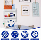 Plastic Bedside Shelf Adhesive Wall Mount Organizer, Cable Clips, Key Remote - Image 5