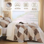 Dinjoy Boho Quilt Set Queen Size, Patchwork Floral Bedspreads, Reversible - Image 3