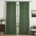 Loden Dual Layer Heavy Linen Blackout Curtains 96 Inches Long 2 Panels by PleatedDrapes