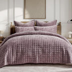 RECYCO Channel Box Stitch Velvet Quilt Set, Full Queen Size, Luxury Oversized by RECYCOHOMECOLLECTION
