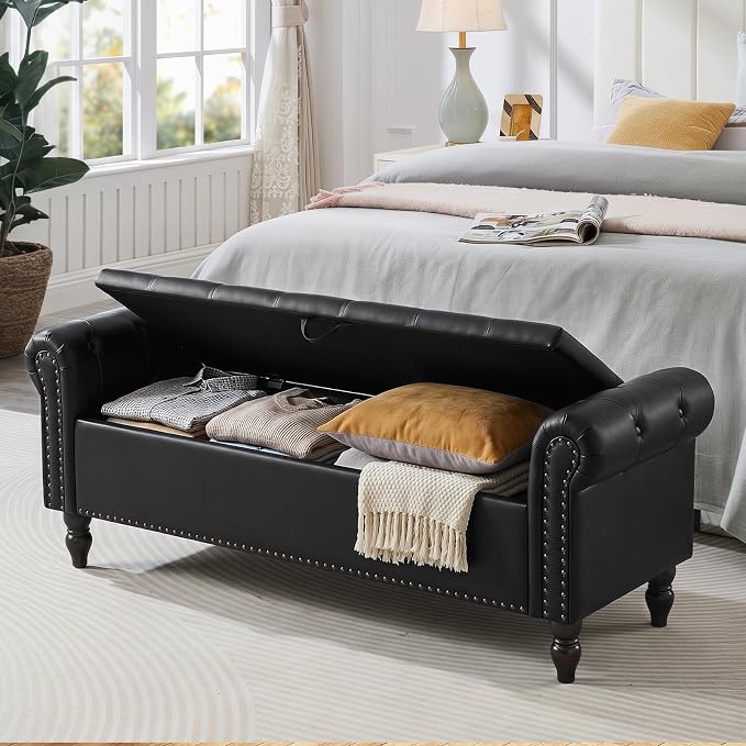 63” End of Bed Bench, Bedroom Bench - Image 4