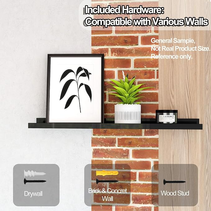 Black Floating Shelves for Wall Decor, 71 in Shelf - Image 5