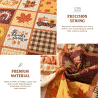 Anibedding 3Pieces Fall Patchwork Quilts Queen Size, Pumpkin Maple Leaves - Image 7
