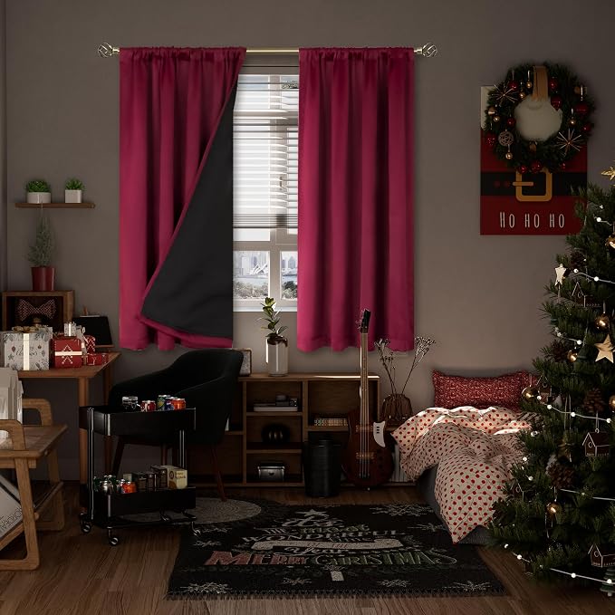 BGment Christmas Red Blackout Curtains - Image 2