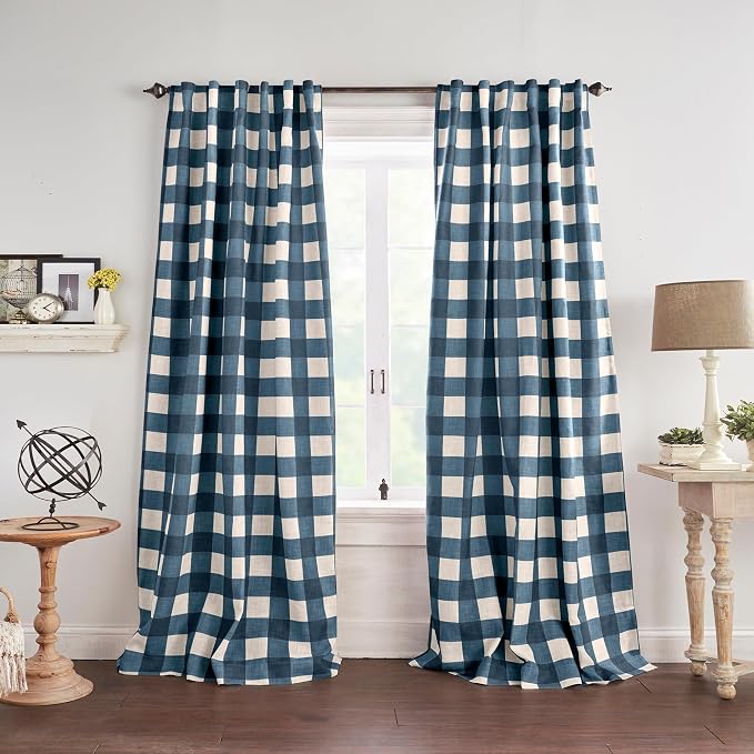Grainger Rod Pocket Back Tab Window Curtain Panel, Indigo by ElreneHomeFashions