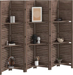 HOMCOM Room Divider 6 Panel 67" Tall Wood Privacy Screen Walnut | 3 Display by HOMCOM
