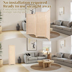 Bamboo Room Divider 4 Panel 47" H, 360°Rotating Feet Privacy Screen, Portable - Image 4