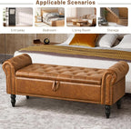 Storage Ottoman Bench, Leather Benches End of Bed Bench - Image 9
