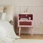 MMEOLUOOK Nightstand with Charging Station, Bedside Tables Pink End Table Side - Image 6