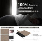 QJmydeco Dark Flax Black Out 92 Inch Long Boho Curtains 2 Panel Set, Farmhouse - Image 2