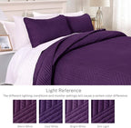 Exclusivo Mezcla Ultrasonic Full Queen Quilt Bedding Set, Deep Purple | - Image 3