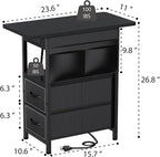 Yenlure Small Side Table with Charging Station, Narrow Nightstand Bedside - Image 3