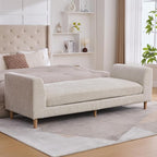 Beige King Size End of Bed Bench, 83 Inch Long Bench - Image 6