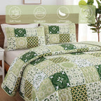 Dobuyly Green Quilt Set Queen Size, Boho Sage Green Plaid Patchwork Bedspreads - Image 4