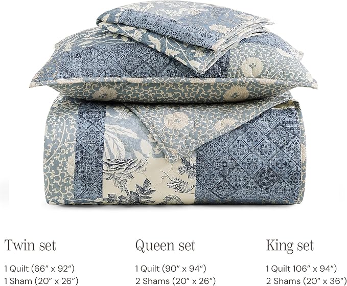 Twin/Twin XL Quilt Set-2 Pieces Soft Bedding Floral Patchwork Coverlet | All - Image 7