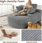 Corduroy D-Shaped Couches, Oversized Round Chair - Image 4