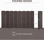 HOMCOM Room Divider 8 Panel Folding Screen Freestanding 5.6' Tall Brown | - Image 4