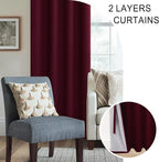 XWZO 100% Blackout Window Curtains- Thermal Insulated & Noise Reduction Black - Image 5