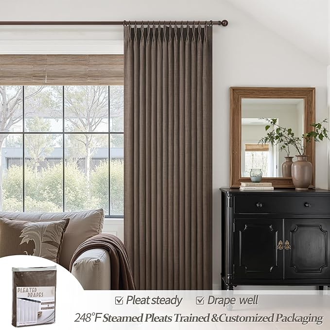 Dark Brown 108 Inch Extra Long Floor to Length Curtains 2 Panels - Image 6