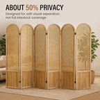 6 Panel Rattan Room Divider Screen, Boho Folding Privacy Screen | Decorative - Image 2