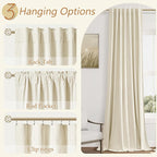 Warm Beige 100% Blackout Linen Curtains 102 Inch Length 2 Panels Set - Image 6