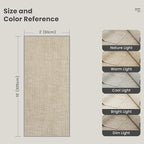 2x10 Hallway Runner Rug, High-Low Pile Textured Washable Rug Beige | Soft - Image 2
