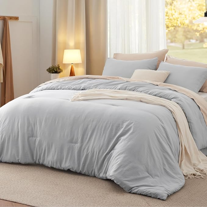 Bedsure Queen Comforter Set, Light Grey Soft Prewashed Bedding by Unknown
