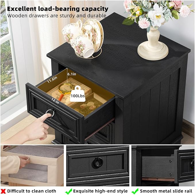 Joaxswe Farmhouse Nightstand Set 2 - Image 6