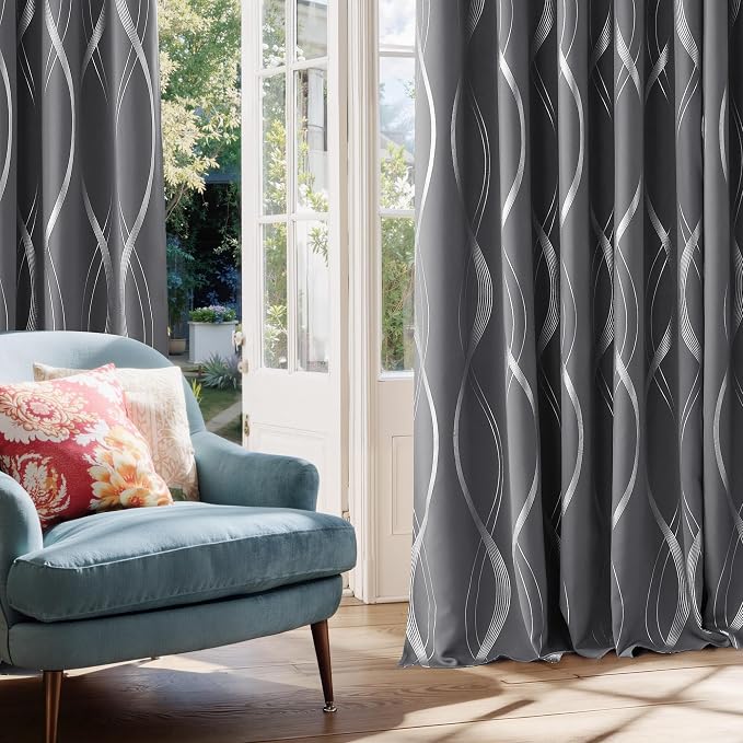 NICETOWN Gray Blackout Curtains 72 inch Long - Image 3