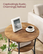 VASAGLE 21.7-Inch Round Side Table, 2-Tier End Table | Nightstand - Image 5