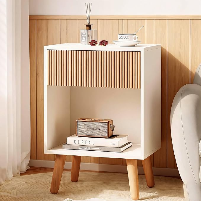 Fluted Nightstand, Modern Bedside Table by INNODToddlerTower
