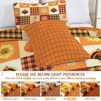 Fall Patchwork Quilt Set Queen Size 3 Piece Thanksgiving Bedding Set Orange | - Image 7