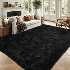 5'3''x7'5'' Black Fluffy Soft Area Rug Non-Slip by ModernHomeDecor