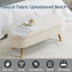 IAFIKE Oval Storage Bench 43.5" Ottoman Bench Upholstered Boucle Fabric - Image 3