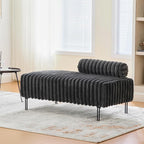 KEIKI 49.6" Upholstered Sofa End of Bed Bench Ottoman Footrest, Mini Loveseat - Image 3