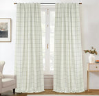 DriftAway 100% Blackout Plaid Linen Curtains 108 Inches Long 2 Panels Black | by DriftAway