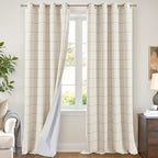 Plaid Curtains 90 Inches Long, 2 Panels Each 52 Wide, Sage | Linen Textured by Lajode