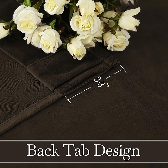RYB HOME Velvet Curtains 102 inches Long, Extra Long High Ceiling Curtains | - Image 3