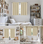 BGment Beige Kitchen Window Curtains 30 Inches Long - Image 2