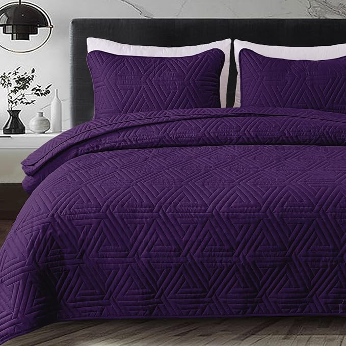 Whale Flotilla Soft Geometric Twin Quilt Set by WHALEFLOTILLA