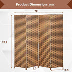 Room Divider Wall Divider 6FT 4 Panels Wood Mesh Hand-Woven Indoor Room Screen - Image 2