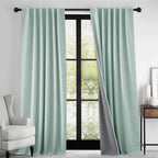 RYB HOME 100% Blackout Linen Textured Curtains 96 inches Long, Thermal - Image 2