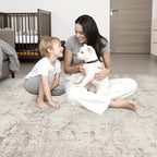 Area Rug Living Room: 8x8 Modern Washable Soft Carpet Brown Beige | - Image 2