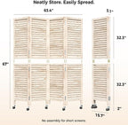 Amsleekey 4 Panel Wood Room Divider, Lockable Wheels, Freestanding Wall Divider - Image 7