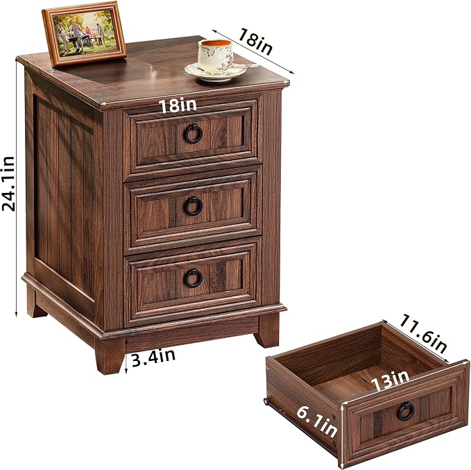 Joaxswe Farmhouse Nightstand Set 2 - Image 3