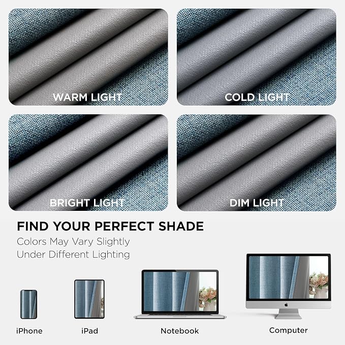 Joydeco Light Blue Blackout Curtains 108 Inches Long, Extra Long Curtains 108 - Image 9