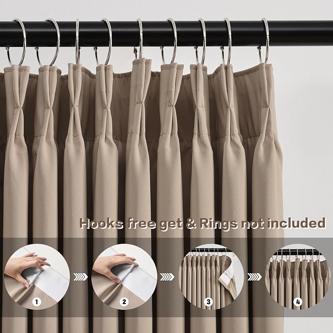 Pinch Pleated Window Curtain Panels 156 Inches Long Light Blocking Solid - Image 2