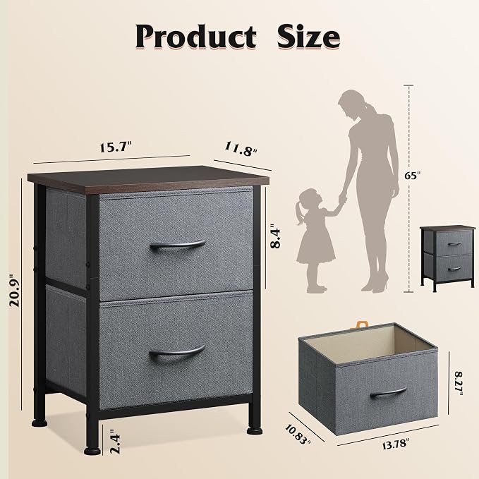 WLIVE Nightstand, 2 Drawer Dresser - Image 3