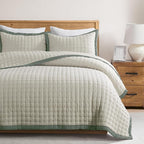 WDCOZY Wheat Cloud Quilt Set Twin Size, Lightweight Soft Cross Stitch Bedspread by WDCOZY